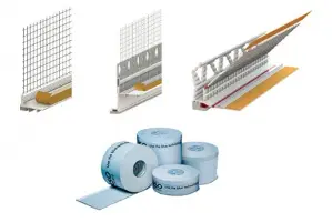 Lamele pentru tencuiala si protectie cu plasa - profile cu etansare si plasa