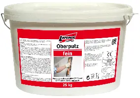 Oberputz fein Kratz 1mm, weiß, Verbrauch 2,0kg/m², 25kg/Kübel, 32Kübel/Pal, Z2540225LOW