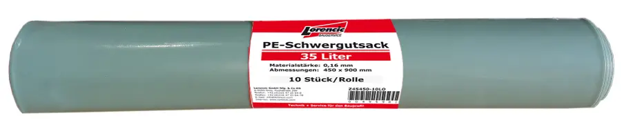 PE-Schwergutsack 550x1000mm / 0,16mm stark Füllinhalt ca. 60 Liter 10Stk/Rolle, Z45550-10LO