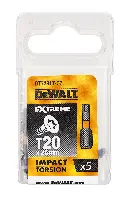 Bits T20 x 25mm EXTREME® IMPACT TORSION DEWALT® schlagfest 5Stk/Pack, ZDT7381T-QZ