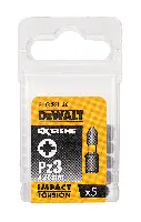 Bits PZ3 x 25mm EXTREME® IMPACT TORSION DEWALT® schlagfest 5Stk/Pack, ZDT7388T-QZ