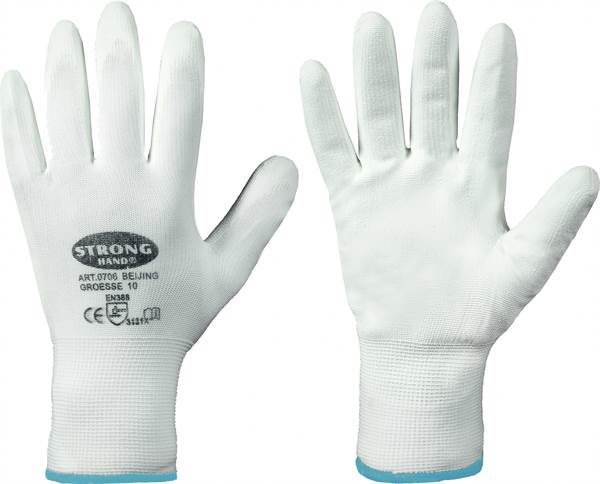 Mănușă CLASSIC BEIJING STRONGHAND® ,tricotata fin, fara cusaturi, albă, EN388, M10, UA240, Z070610-1