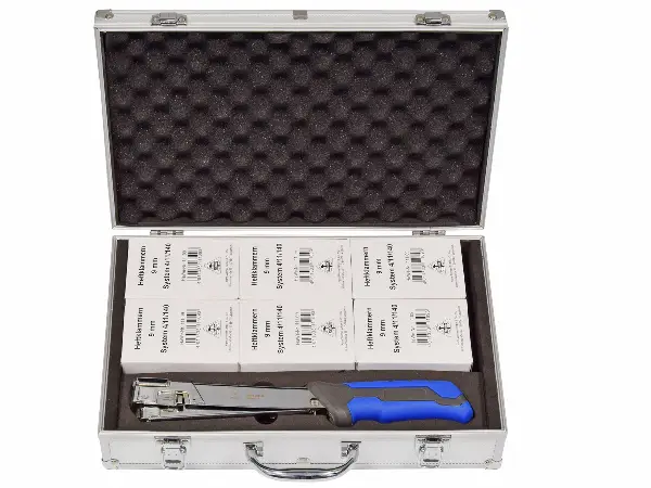 Hammertacker-Set HAWE 11 mit 6 Pack Heftklammern 9mm im Alukoffer, Z08710