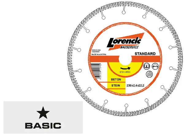 Pânză-ferăstrău diamantată Standard, pentru beton/granit, C3R, 230 x 2,4 x 22,23mm, galbenă, TYROLIT, Z12133