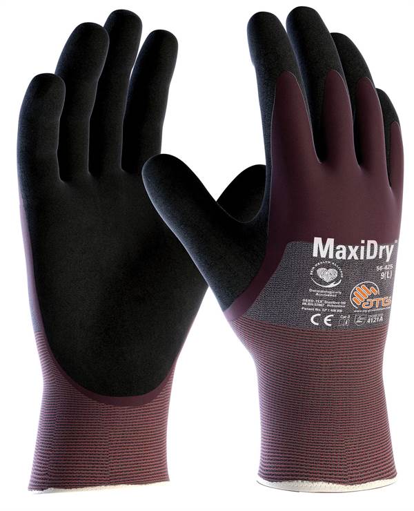 Mănușă de asamblare universală MAXIDRY® 56-425, violet/neagră, acoperită 3/4, EN 388, M9, Z131709