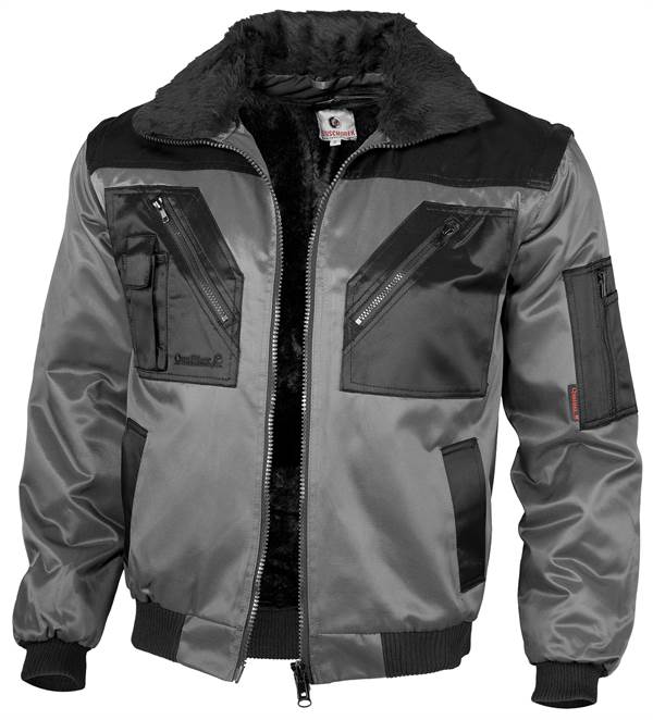 Jachetă pilot QUALITEX, gri/neagră, cu dungi, 265 g/m², mărime XL, Z23621XL