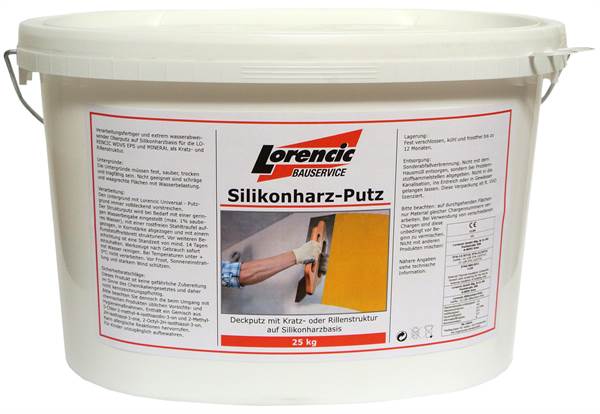 Silikonharz-Putz Kratz 3,0mm, weiß, Verbr. 3,9kg/m², 25kg/Kübel, 32Kübel/Pal, Z25183025LOW
