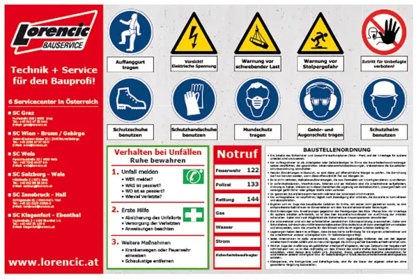 Hinweisschild Baustellenordnung 660x1000x1,5mm bedruckt, Z3274NLO