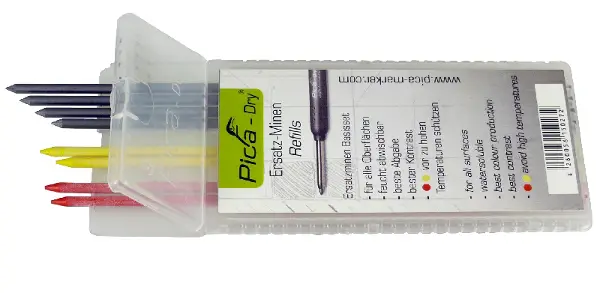 Graphitminen-Set 8-tlg (rot,gelb,grau) für PICA-DRY Lochmarker, Z409420