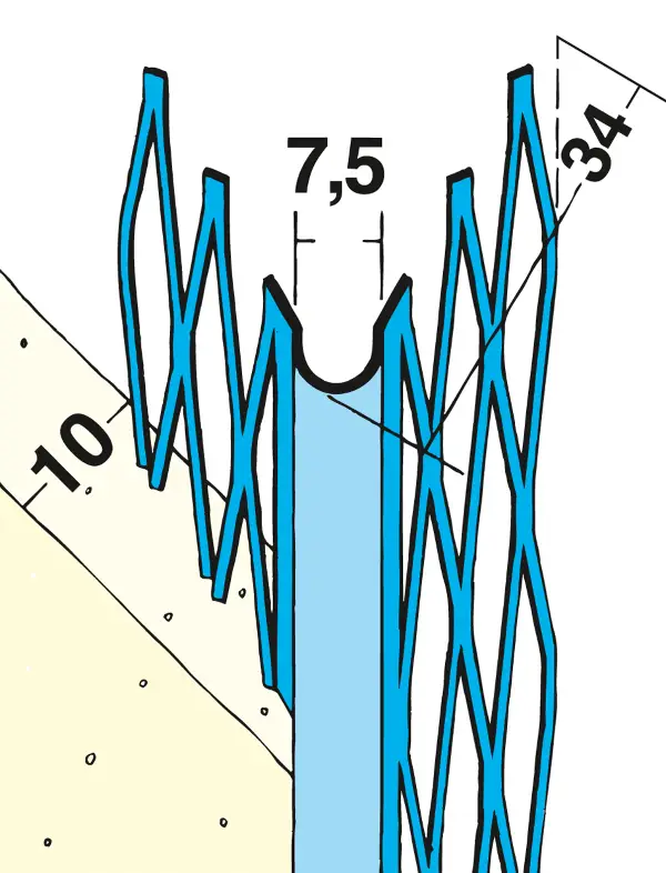 Profil de colţ pentru tencuială 1005, pentru realizarea de canturi rotunde, 3,0 ml/bară, 25 bare/legătură, 81 leg/pal,...