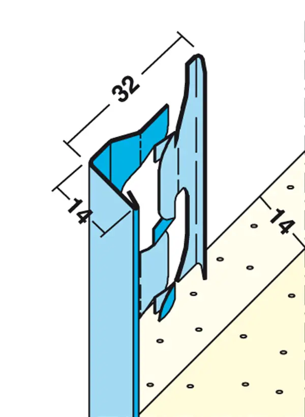 Profil pentru închiderea tencuielii şi rosturi 1210, 14mm, 3,0ml/bară, 25 bare/leg, 80 leg/pal, depunere mai mare de Zn,...