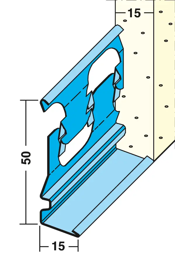 Profil pentru închiderea tencuielii 1214, 15mm, 3 ml/bară, 1 legătură = 75ml, 25 bare/legătură, 60 legături/palet, Z41214300