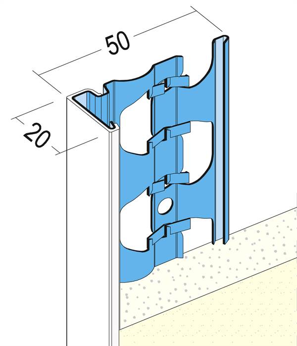 Profil pentru închiderea tencuielii 1222, 20mm, 3,0 ml/bară, 25 bare/legătură, 42 legături/palet, Z41222300