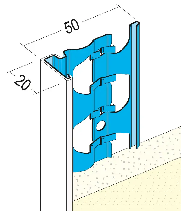 Profil pentru închiderea tencuielii 1222, 20mm, 3,0 ml/bară, 25 bare/legătură, 42 legături/palet, Z41222300