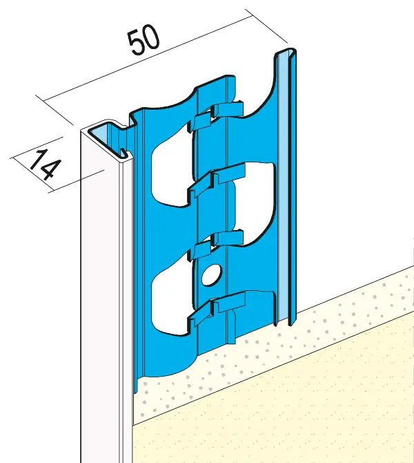 Profil pentru închiderea tencuielii 1223, 14mm, 3,0 ml/bară, 25 bare/legătură, 49 legături/palet, Z41223300