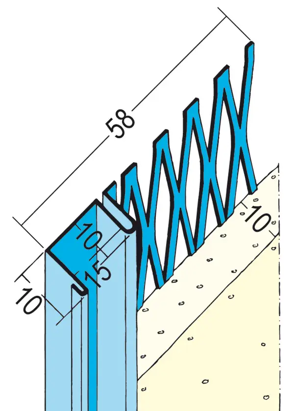 Profil pentru închiderea tencuielii 1312, 10mm, cu rost ascuns, 3,0 ml/bară, 15 bare/legătură, 47 legături/palet, Z41312300