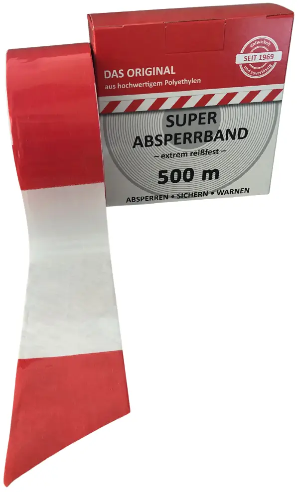 Bandă de separaţie pentru şantier, 80mm, grosime 35my, 500ml/rolă, Z450001