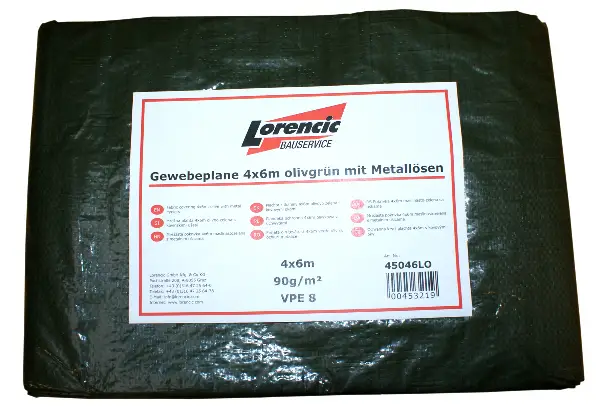 Prelată ţesută, 8 x 10m, verde-măslină, cu ochiuri metalice, UA3, Z450810LO