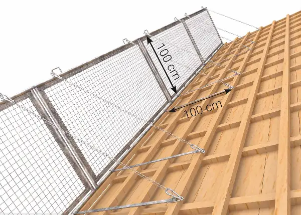 Plasă de protecţie pentru acoperiş, 200x100cm, zincată, Z48118580