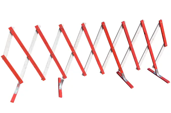 Grilaj tip foarfece, din lemn vopsit în roşu şi alb, extensibil până la 5m, Z4812710