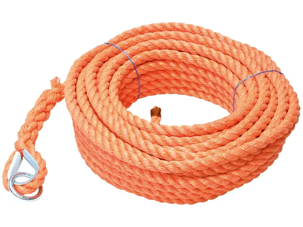 Handaufzugseil Polypropylen orange 50m lang, 16mm, ohne Karabiner, Z70065