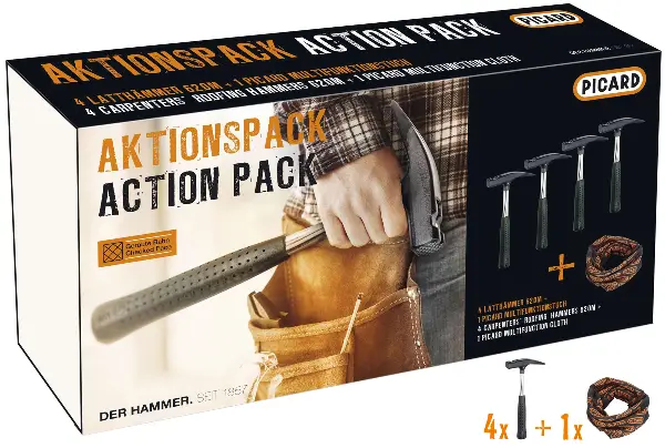Set de ciocane - 4 buc ciocane cu gheare PICARD 620M aspru și 1 buc pânză multifuncțională, Z75097