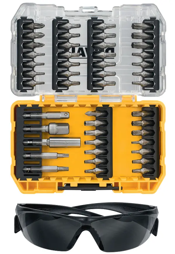 Bit-Set DEWALT® 47-tlg. PZ/PH/TORX inkl. Magnetbithalter, Sicherheitsbrille VPE5, ZDT70704-QZ