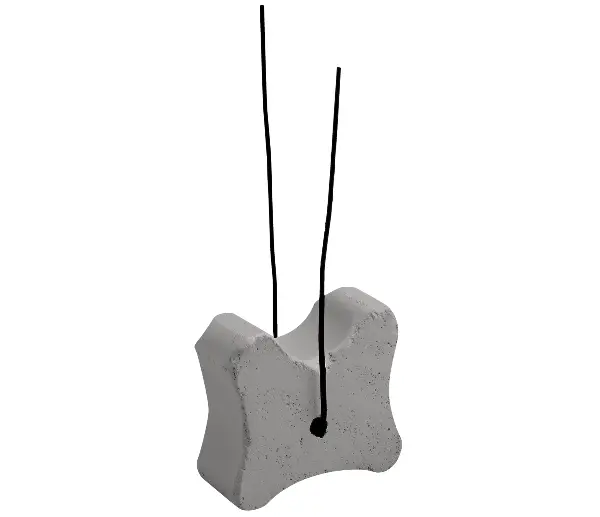 Piesă din beton fibros, în formă de os, cu sârmă, 35/40/50mm, lăţimea de tăiere 25mm, 250 bucăţi/sac, 40 saci/palet, ZFBEKD35