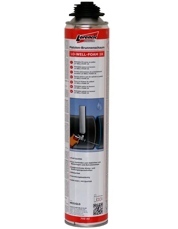 =§= Spumă pentru fântâni, cu aplicare cu pistolul, LO-WELL-FOAM 1K, 750ml, 12 bucăţi/cutie, 70 cutii/palet, ZKR21GLO