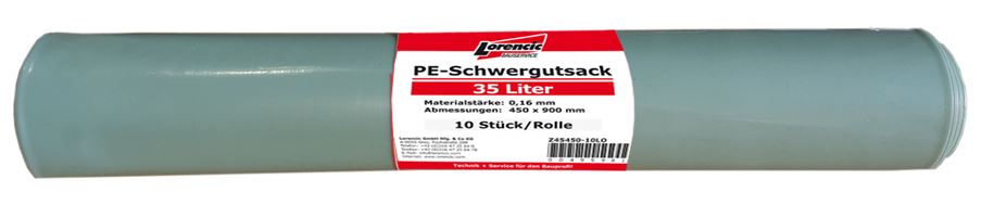 PE-Schwergutsack 550x1000mm / 0,16mm stark Füllinhalt ca. 60 Liter 10Stk/Rolle, Z45550-10LO