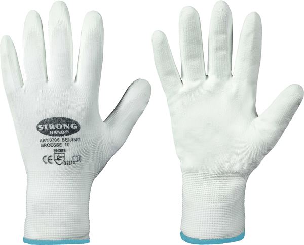 Mănușă tricot fin CLASSIC BEIJING STRONGHAND®, albă, EN388, M8, UA240, Z070608