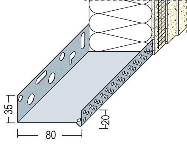 Profil soclu-jgheab WDVS, din aluminiu, 80mm, 90608 (9148), 2,50 ml/bară, 10 bare/legătură, Z490608