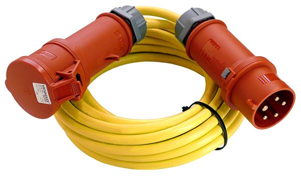 Cablu electric pentru construcţii, 5 x 4,0mm, 25ml, cu fişă şi conector, 32A, Z5402532